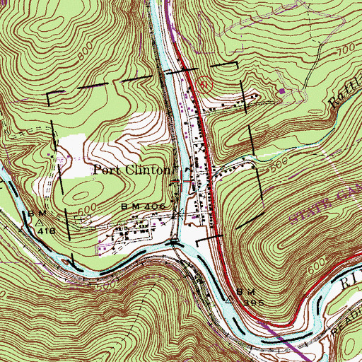 Topographic Map of Borough of Port Clinton, PA