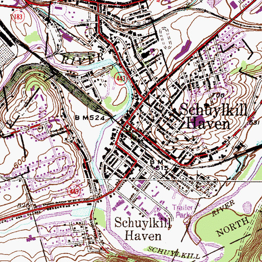 Topographic Map of Borough of Schuylkill Haven, PA