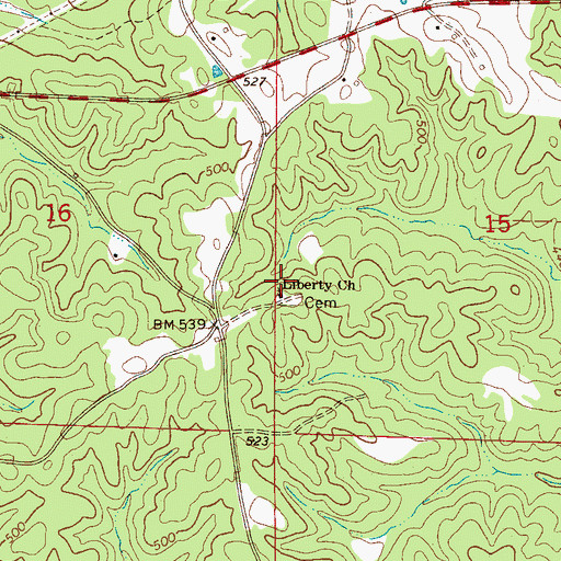 Topographic Map of Liberty Church, AL