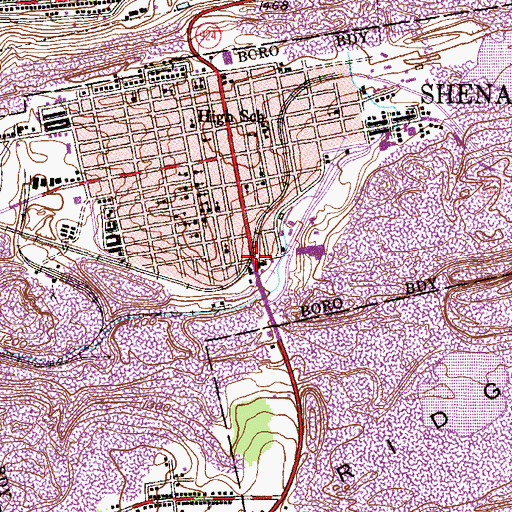 Topographic Map of Borough of Shenandoah, PA