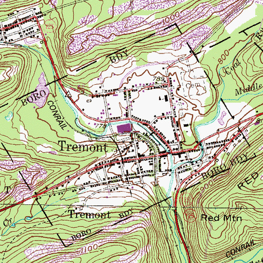 Topographic Map of Borough of Tremont, PA
