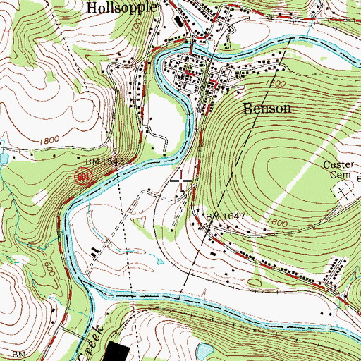 Topographic Map of Borough of Benson, PA