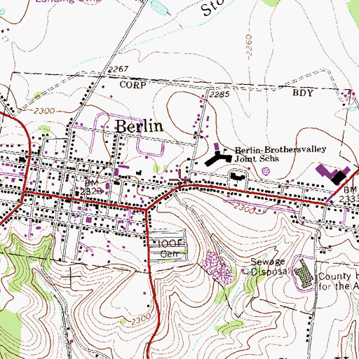 Topographic Map of Borough of Berlin, PA