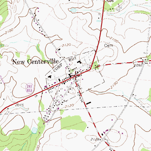 Topographic Map of Borough of New Centerville, PA