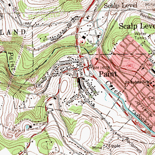 Topographic Map of Borough of Paint, PA