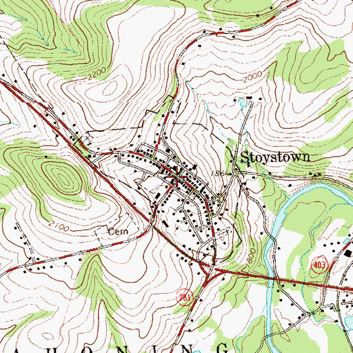 Topographic Map of Borough of Stoystown, PA