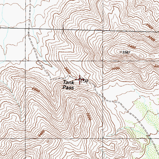 Topographic Map of Tank Pass, AZ