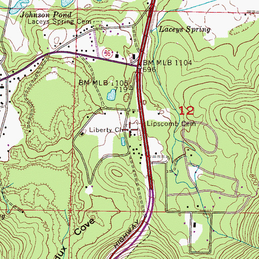 Topographic Map of Liberty Church, AL