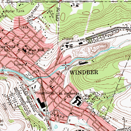 Topographic Map of Borough of Windber, PA
