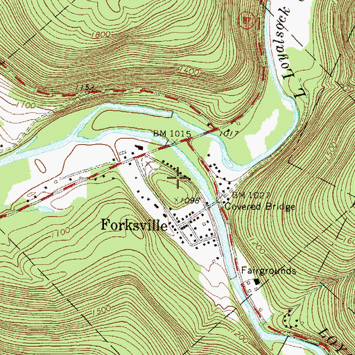 Topographic Map of Borough of Forksville, PA