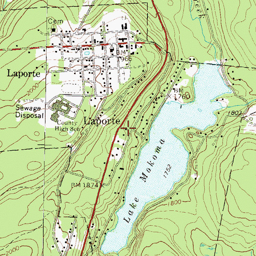 Topographic Map of Borough of Laporte, PA
