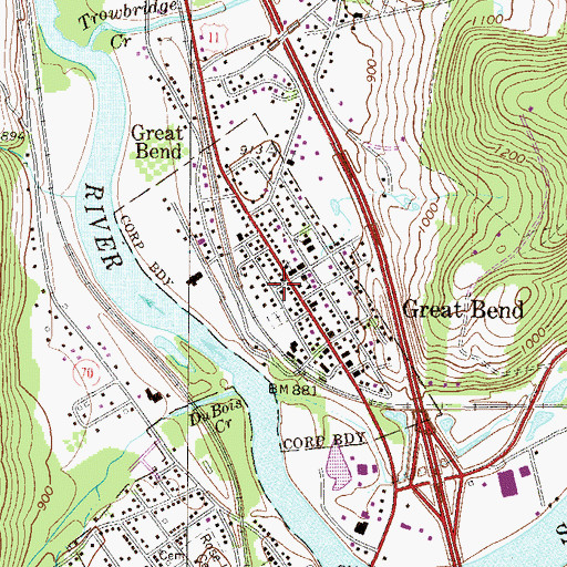 Topographic Map of Borough of Great Bend, PA