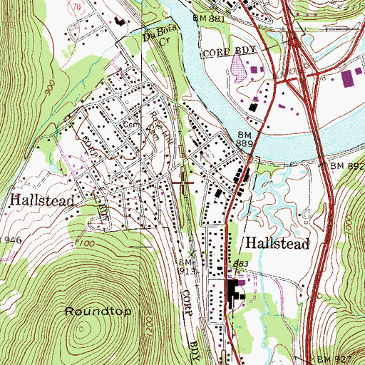 Topographic Map of Borough of Hallstead, PA