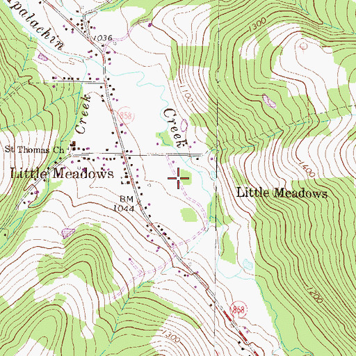 Topographic Map of Borough of Little Meadows, PA
