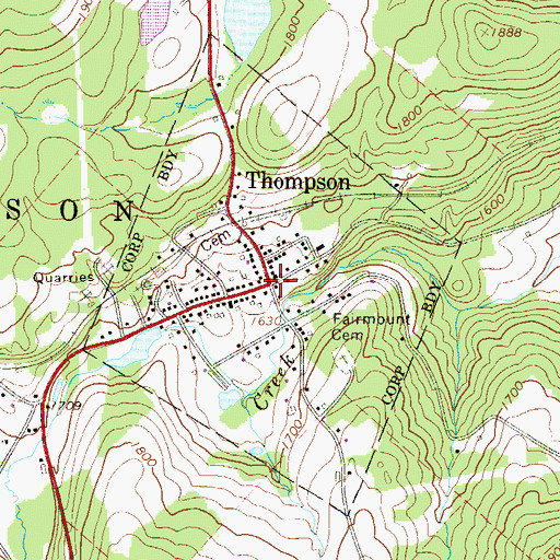 Topographic Map of Borough of Thompson, PA