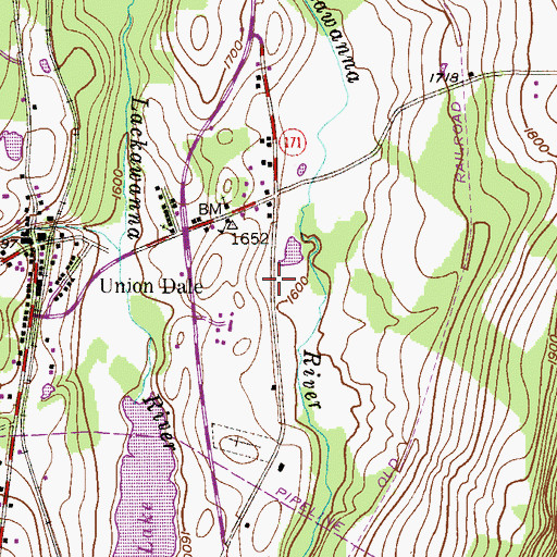 Topographic Map of Borough of Union Dale, PA