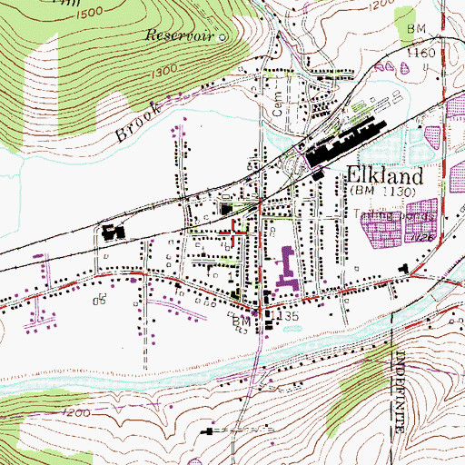 Topographic Map of Borough of Elkland, PA