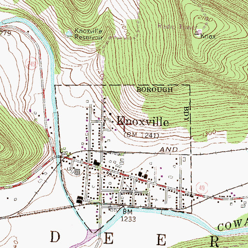 Topographic Map of Borough of Knoxville, PA