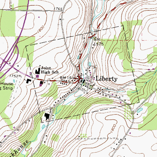 Topographic Map of Borough of Liberty, PA