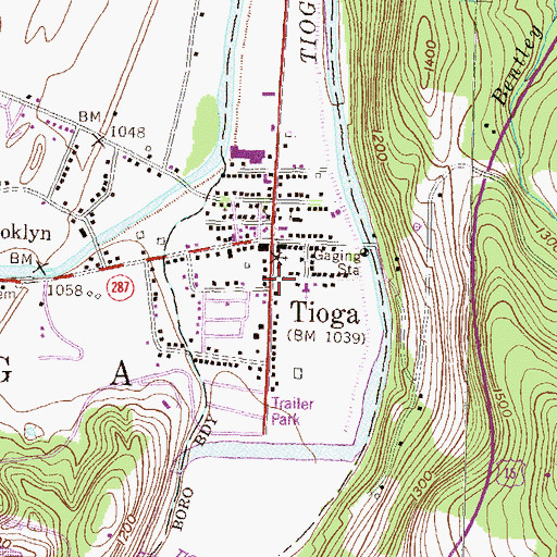 Topographic Map of Borough of Tioga, PA