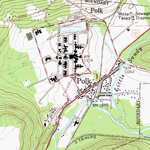 Topographic Map of Borough of Polk, PA