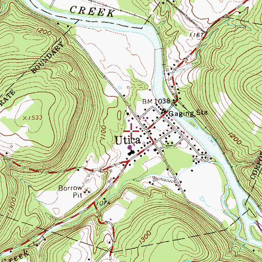 Topographic Map of Borough of Utica, PA