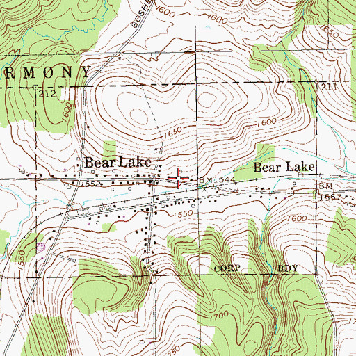 Topographic Map of Borough of Bear Lake, PA