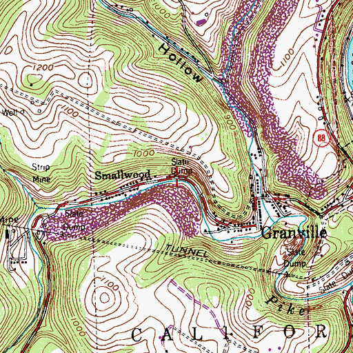 Topographic Map of Borough of California, PA