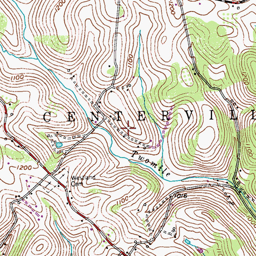 Topographic Map of Borough of Centerville, PA