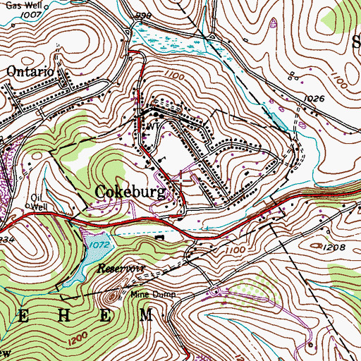 Topographic Map of Borough of Cokeburg, PA
