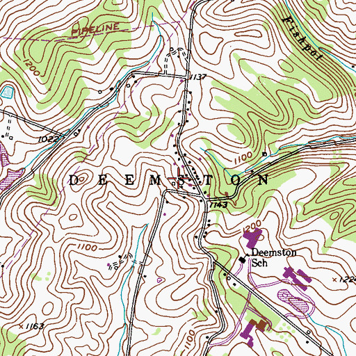 Topographic Map of Borough of Deemston, PA