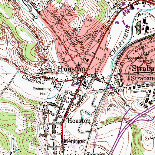 Topographic Map of Borough of Houston, PA