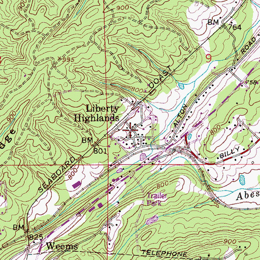 Topographic Map of Liberty Highlands, AL