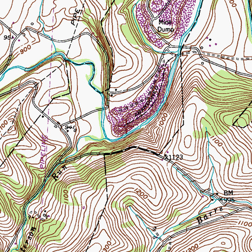 Topographic Map of Borough of Marianna, PA