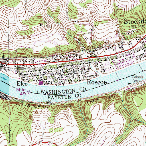 Topographic Map of Borough of Roscoe, PA
