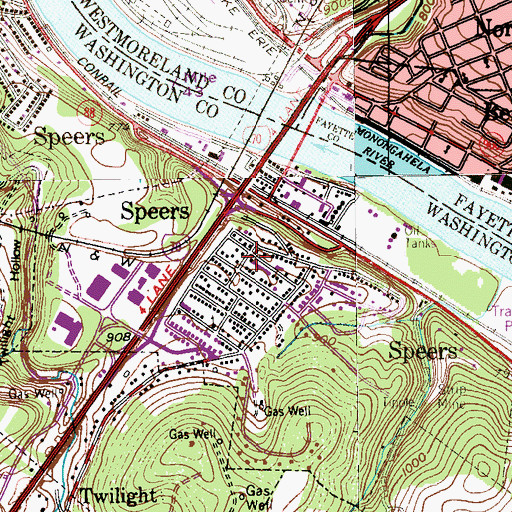 Topographic Map of Borough of Speers, PA