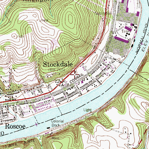 Topographic Map of Borough of Stockdale, PA