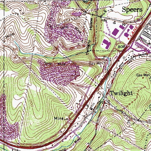 Topographic Map of Borough of Twilight, PA