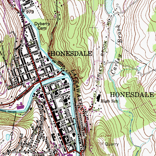 Topographic Map of Borough of Honesdale, PA