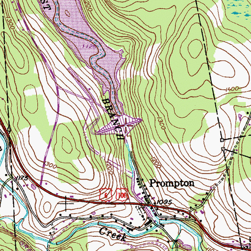 Topographic Map of Borough of Prompton, PA