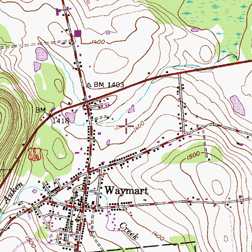 Topographic Map of Borough of Waymart, PA