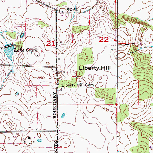 Topographic Map of Liberty Hill, AL