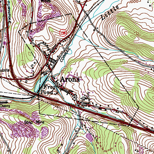 Topographic Map of Borough of Arona, PA