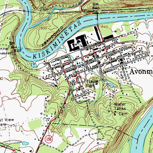 Topographic Map of Borough of Avonmore, PA