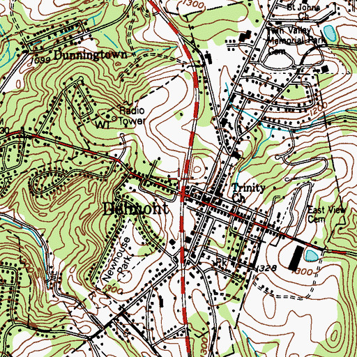 Topographic Map of Borough of Delmont, PA