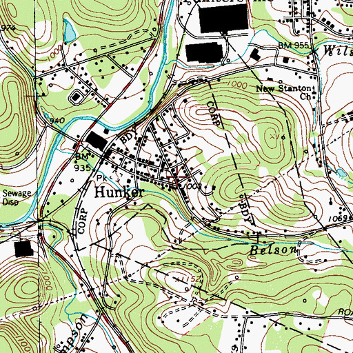 Topographic Map of Borough of Hunker, PA