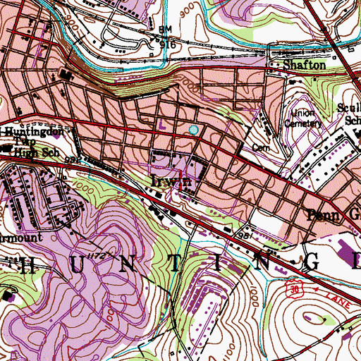 Topographic Map of Borough of Irwin, PA