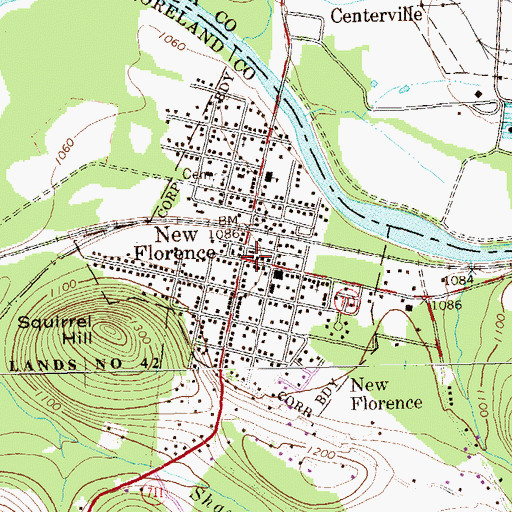 Topographic Map of Borough of New Florence, PA