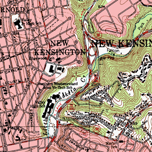 Topographic Map of City of New Kensington, PA