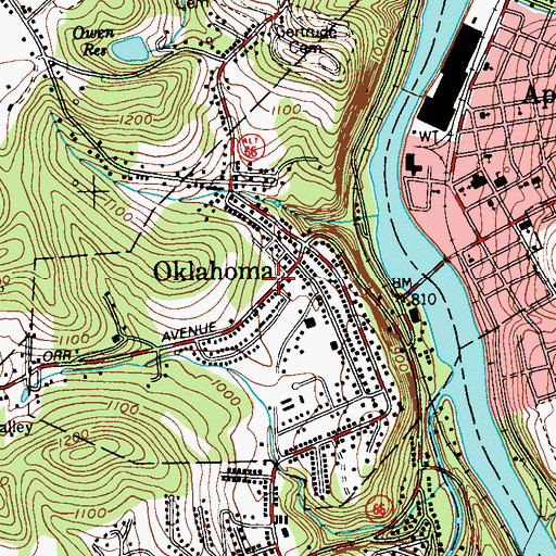 Topographic Map of Borough of Oklahoma, PA